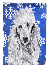 Load image into Gallery viewer, White Standard Poodle Winter Snowflakes Garden Flag – Decorative Outdoor Yard Flag SC9775GF