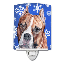 Load image into Gallery viewer, Staffordshire Bull Terrier Staffie Winter Snowflakes Ceramic Night Light SC9776CNL