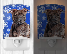 Load image into Gallery viewer, Staffordshire Bull Terrier Staffie Winter Snowflakes Ceramic Night Light SC9777CNL