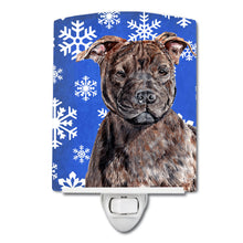Load image into Gallery viewer, Staffordshire Bull Terrier Staffie Winter Snowflakes Ceramic Night Light SC9777CNL