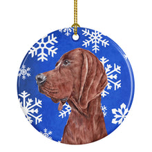 Load image into Gallery viewer, Redbone Coonhound Winter Snowflakes Ornament - Round Ceramic Ornament – Artist-Designed Keepsake Decoration SC9779CO1