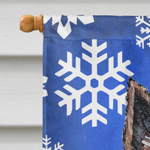 Load image into Gallery viewer, Norwich Terrier Winter Snowflakes Flag Canvas House Size SC9782CHF