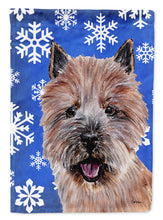Load image into Gallery viewer, Norwich Terrier Winter Snowflakes Flag Canvas House Size SC9782CHF