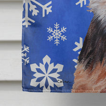 Load image into Gallery viewer, Norfolk Terrier Puppy Winter Snowflakes Flag Canvas House Size SC9783CHF