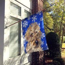 Load image into Gallery viewer, Golden Doodle 2 Winter Snowflakes Flag Canvas House Size SC9787CHF