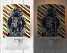 Load image into Gallery viewer, Black Standard Poodle Candy Cane Christmas Ceramic Night Light SC9794CNL