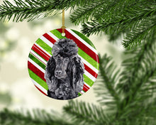 Load image into Gallery viewer, Black Standard Poodle Candy Cane Christmas Ornament - Round Ceramic Ornament – Artist-Designed Keepsake Decoration SC9794CO1