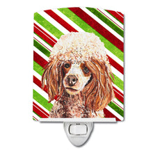 Load image into Gallery viewer, Red Miniature Poodle Candy Cane Christmas Ceramic Night Light SC9795CNL
