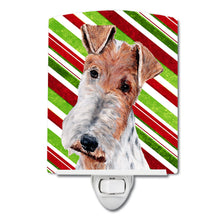 Load image into Gallery viewer, Wire Fox Terrier Candy Cane Christmas Ceramic Night Light SC9796CNL