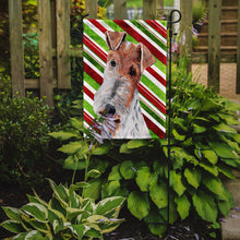 Load image into Gallery viewer, Wire Fox Terrier Candy Cane Christmas Garden Flag - Outdoor Decorative Yard Flag