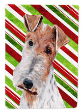 Load image into Gallery viewer, Wire Fox Terrier Candy Cane Christmas Garden Flag - Outdoor Decorative Yard Flag