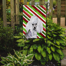 Load image into Gallery viewer, White Toy Poodle Candy Cane Christmas Garden Flag - Outdoor Decorative Yard Flag
