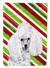 Load image into Gallery viewer, White Toy Poodle Candy Cane Christmas Garden Flag - Outdoor Decorative Yard Flag