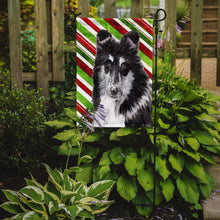 Load image into Gallery viewer, Black and White Collie Candy Cane Christmas Garden Flag – Decorative Outdoor Yard Flag SC9798GF