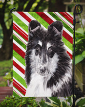 Load image into Gallery viewer, Black and White Collie Candy Cane Christmas Garden Flag – Decorative Outdoor Yard Flag SC9798GF