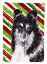 Load image into Gallery viewer, Black and White Collie Candy Cane Christmas Garden Flag – Decorative Outdoor Yard Flag SC9798GF