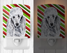 Load image into Gallery viewer, White Standard Poodle Candy Cane Christmas Ceramic Night Light SC9799CNL
