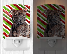 Load image into Gallery viewer, Staffordshire Bull Terrier Staffie Candy Cane Christmas Ceramic Night Light SC9801CNL