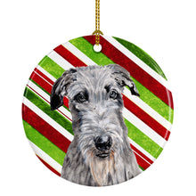 Load image into Gallery viewer, Scottish Deerhound Candy Cane Christmas Ornament - Round Ceramic Ornament – Artist-Designed Keepsake Decoration SC9802CO1