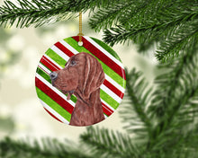Load image into Gallery viewer, Redbone Coonhound Candy Cane Christmas Ornament - Round Ceramic Ornament – Artist-Designed Keepsake Decoration SC9803CO1