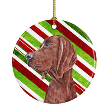 Load image into Gallery viewer, Redbone Coonhound Candy Cane Christmas Ornament - Round Ceramic Ornament – Artist-Designed Keepsake Decoration SC9803CO1