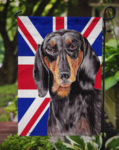Load image into Gallery viewer, Dachshund with English Union Jack British Flag Garden Flag - Outdoor Decorative Yard Flag