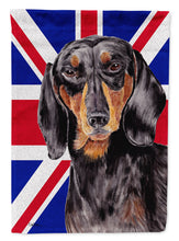 Load image into Gallery viewer, Dachshund with English Union Jack British Flag Garden Flag - Outdoor Decorative Yard Flag