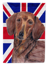 Load image into Gallery viewer, Dachshund with English Union Jack British Flag Garden Flag - Outdoor Decorative Yard Flag