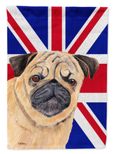 Load image into Gallery viewer, Pug with English Union Jack British Flag Garden Flag – Decorative Outdoor Yard Flag SC9828GF