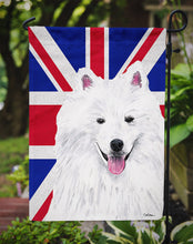 Load image into Gallery viewer, American Eskimo with English Union Jack British Flag Garden Flag - Outdoor Decorative Yard Flag