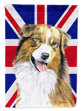 Load image into Gallery viewer, Australian Shepherd with English Union Jack British Flag Garden Flag - Outdoor Decorative Yard Flag