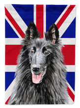 Load image into Gallery viewer, Belgian Sheepdog with English Union Jack British Flag Flag Canvas House Size SC9855CHF