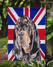 Load image into Gallery viewer, Black and Tan Coonhound with Engish Union Jack British Flag Garden Flag - Outdoor Decorative Yard Flag