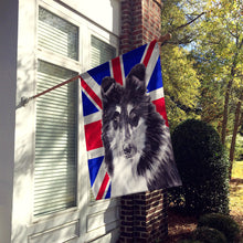 Load image into Gallery viewer, Black and White Collie with English Union Jack British Flag Flag Canvas House Size SC9885CHF