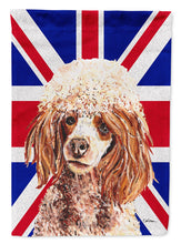 Load image into Gallery viewer, Red Miniature Poodle with English Union Jack British Flag Garden Flag – Decorative Outdoor Yard Flag SC9888GF
