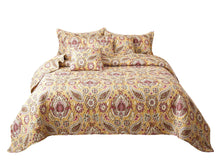 Load image into Gallery viewer, Tache Royal Medallion Floral Paisley Damask Yellow Pink Boho Chic Quilt Set (SD5357)