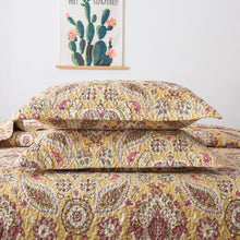 Load image into Gallery viewer, Tache Royal Medallion Floral Paisley Damask Yellow Pink Boho Chic Quilt Set (SD5357)