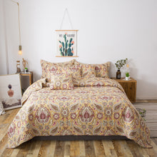 Load image into Gallery viewer, Tache Royal Medallion Floral Paisley Damask Yellow Pink Boho Chic Quilt Set (SD5357)