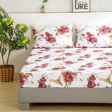 Load image into Gallery viewer, Tache Floral Hummingbirds Burgundy White Vintage Rose Garden Bed Sheet Set (SD-7676)