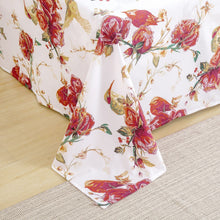 Load image into Gallery viewer, Tache Floral Hummingbirds Burgundy White Vintage Rose Garden Bed Sheet Set (SD-7676)