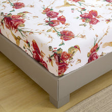 Load image into Gallery viewer, Tache Floral Hummingbirds Burgundy White Vintage Rose Garden Bed Sheet Set (SD-7676)