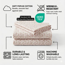 Load image into Gallery viewer, DaDa Bedding Collection Romantic Coquette Sheet Set - 100% Cotton [ Poplin Cotton ] Floral Fitted &amp; Flat Sheets with Pillowcases - Deep Pocket Design - Soft, Breathable, Wrinkle-Resistant