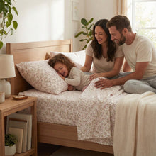 Load image into Gallery viewer, DaDa Bedding Collection Romantic Coquette Sheet Set - 100% Cotton [ Poplin Cotton ] Floral Fitted &amp; Flat Sheets with Pillowcases - Deep Pocket Design - Soft, Breathable, Wrinkle-Resistant