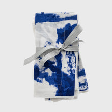 Load image into Gallery viewer, Brushstroke dinner napkins, blue, set of two