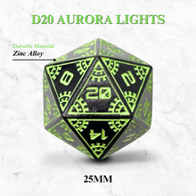 Load image into Gallery viewer, Space Dice Meteor Runestones™ - 25mm D20 - Aurora Lights