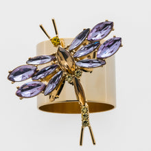 Load image into Gallery viewer, Dragonfly napkin rings, amethyst, set of two