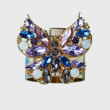 Load image into Gallery viewer, Jeweled butterfly napkin rings, blue, set of two