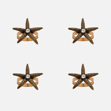 Load image into Gallery viewer, Starfish skinny napkin rings, bronze, set of four