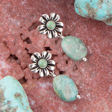 Load image into Gallery viewer, Floral Turquoise and Sterling Silver With Bead Drop Earrings