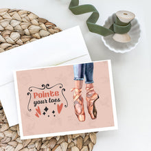 Load image into Gallery viewer, Pointe your Toes Dance Greeting Cards -  Blank Note Cards – 8-Pack of Artist-Designed Cards with Envelopes